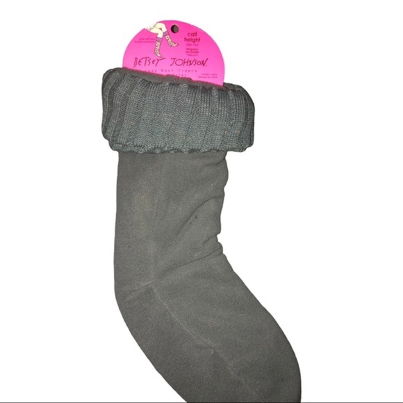 Betsey Johnson gray knitted knee hi fleece boot liner feet‎ boot warmers - Picture 1 of 12